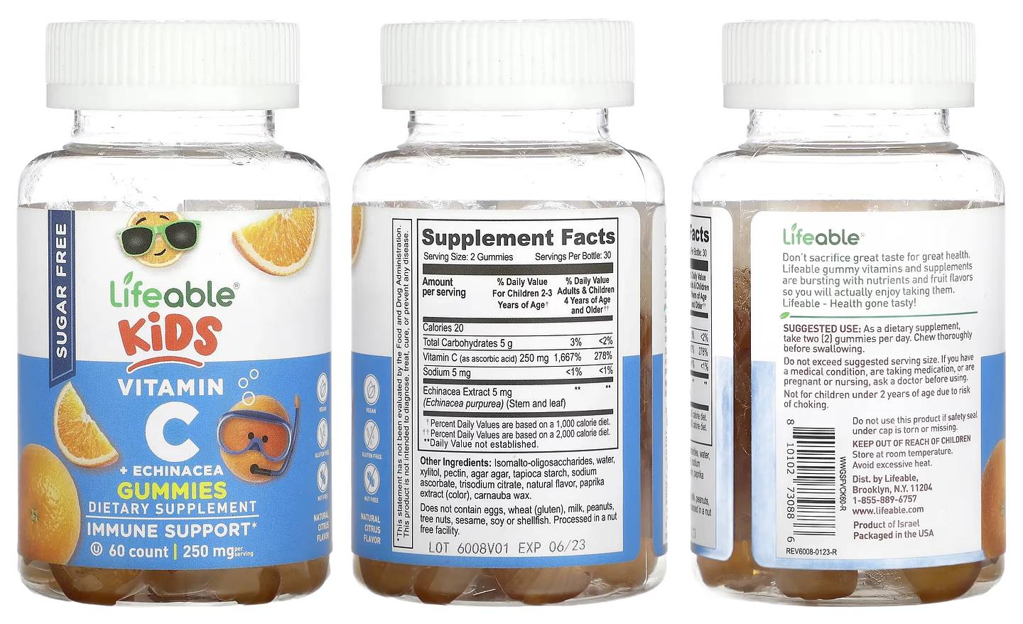 Lifeable, Kids Vitamin C + Echinacea Gummies packaging