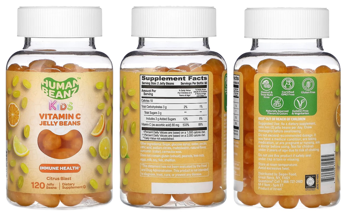Human Beanz, Kids, Vitamin C Jelly Beans, Citrus Blast packaging