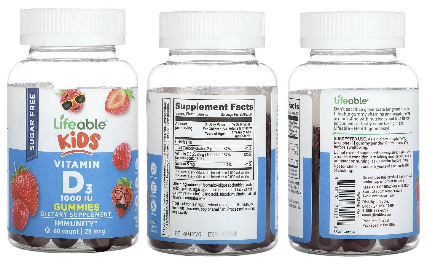 Lifeable, Kids Vitamin D3 Gummies packaging