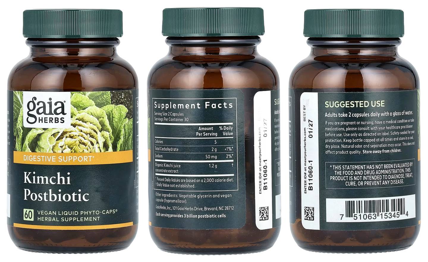 Gaia Herbs, Kimchi Postbiotic packaging