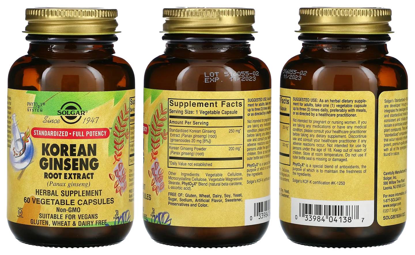 Solgar, Korean Ginseng Root Extract packaging