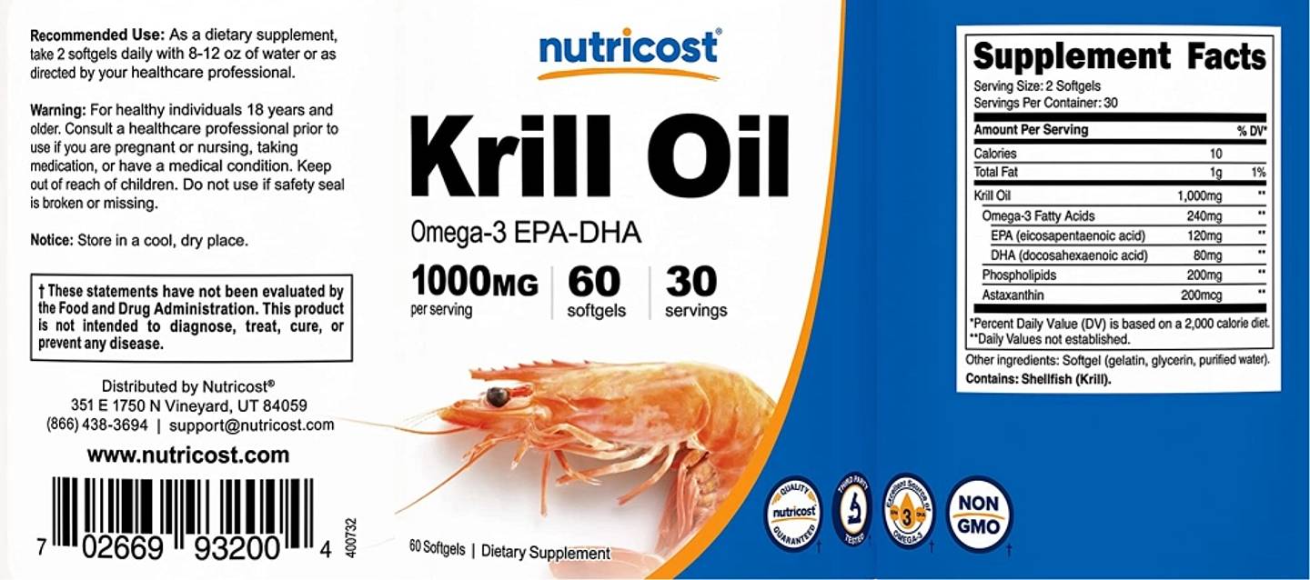 Nutricost, Krill Oil label