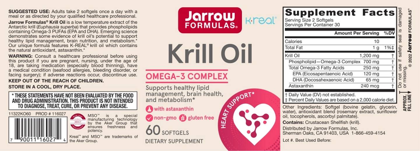 Jarrow Formulas, Krill Oil label