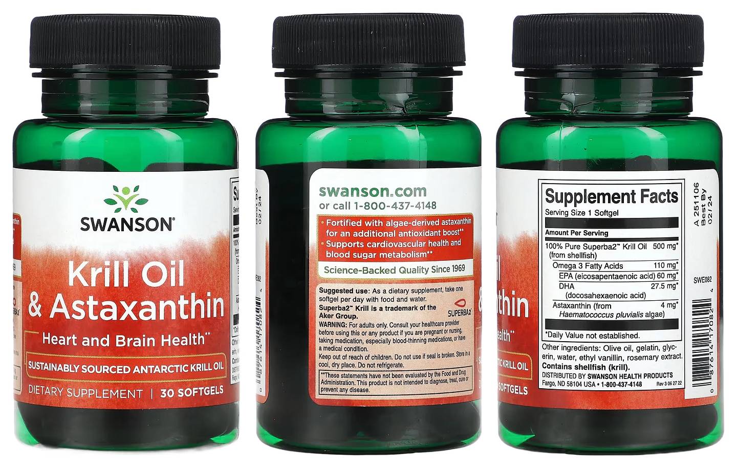 Swanson, Krill Oil & Astaxanthin packaging