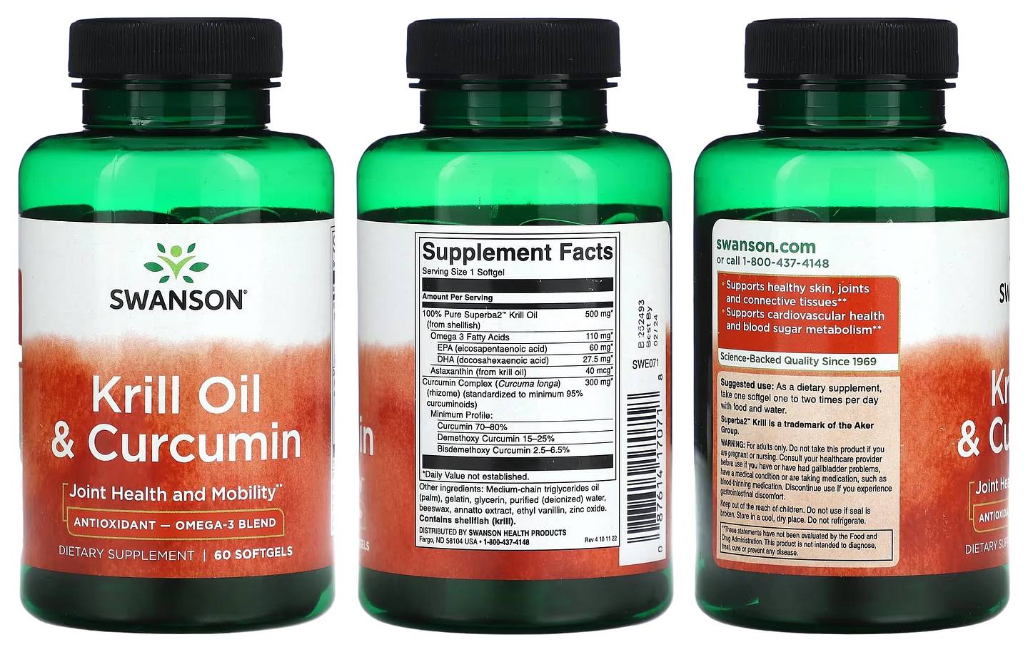 Swanson, Krill Oil & Curcumin packaging