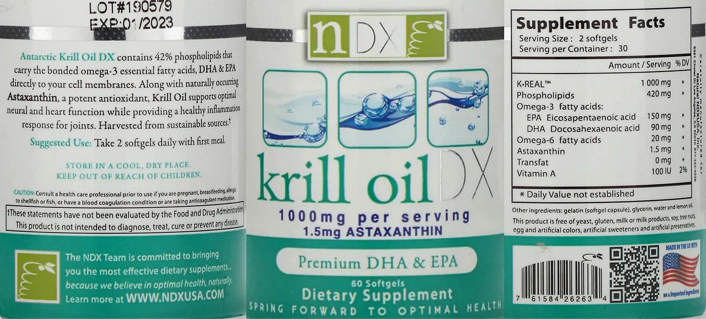 Natural Dynamix, Krill Oil DX label