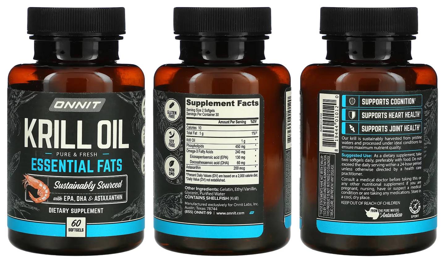 Onnit, Krill Oil, Essential Fats packaging