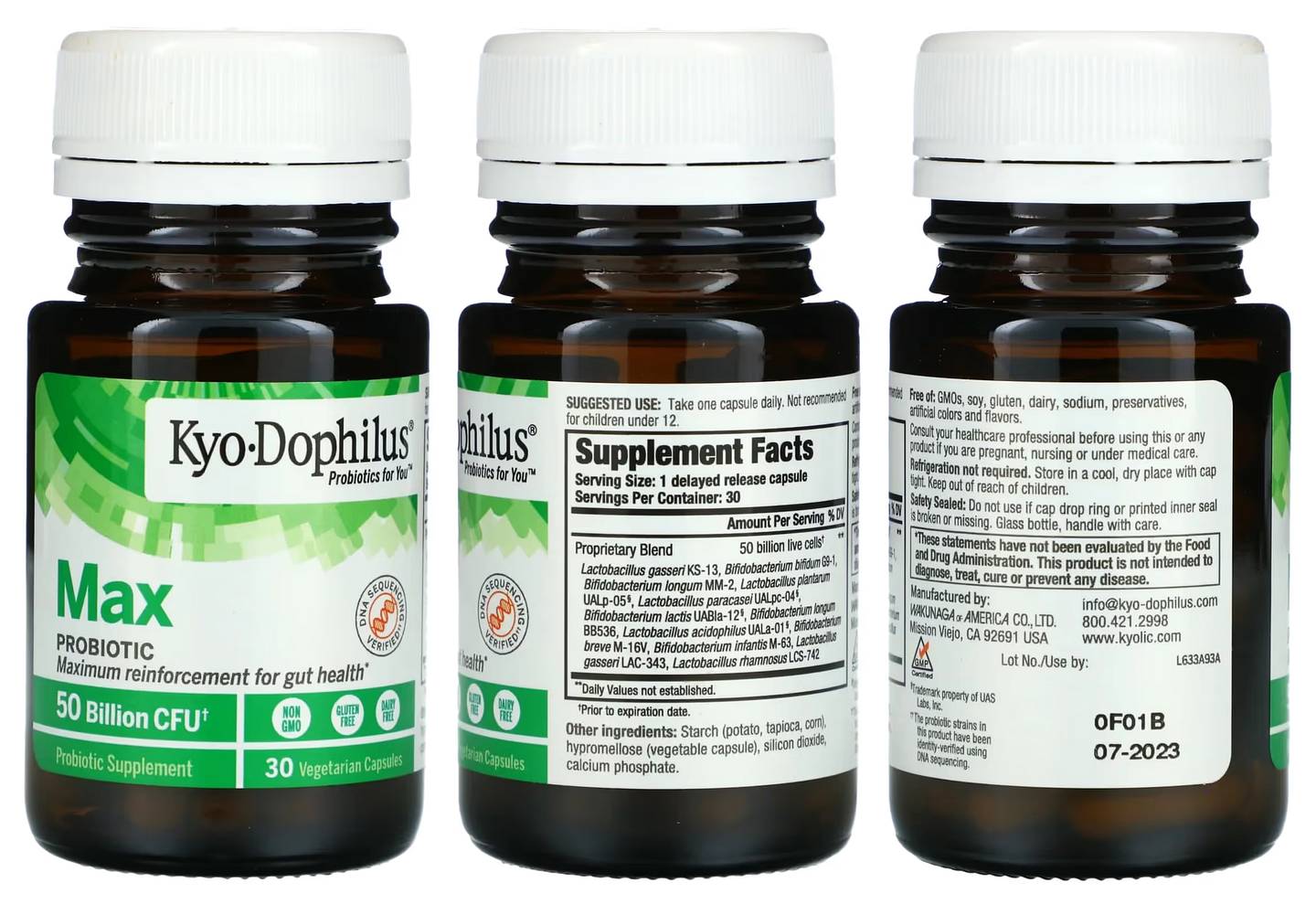 Kyolic, Kyo-Dophilus, Max Probiotic, 50 Billion CFU packaging