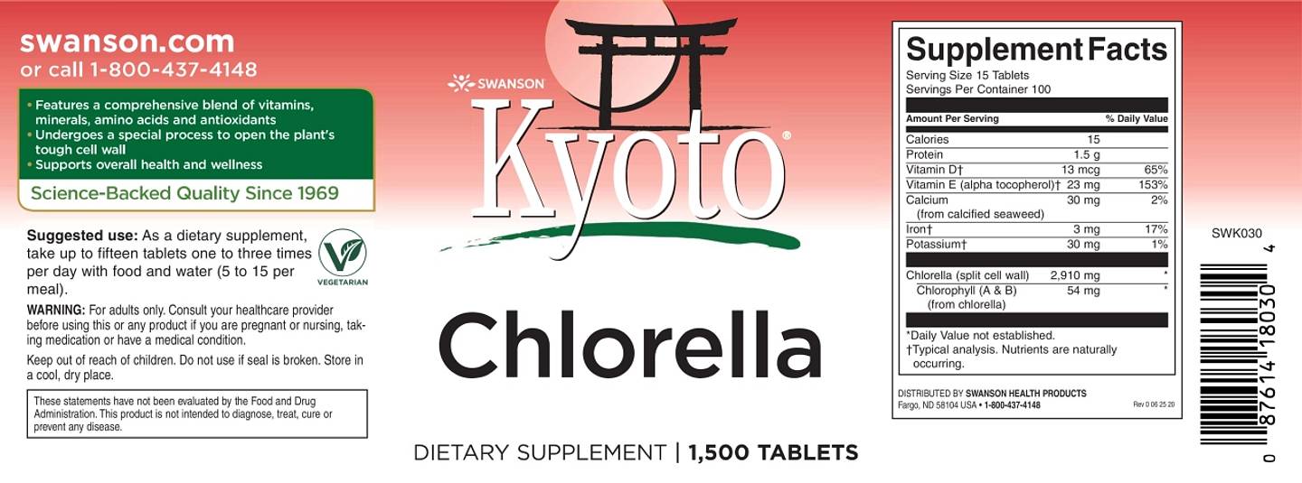 Swanson, Kyoto Chlorella label