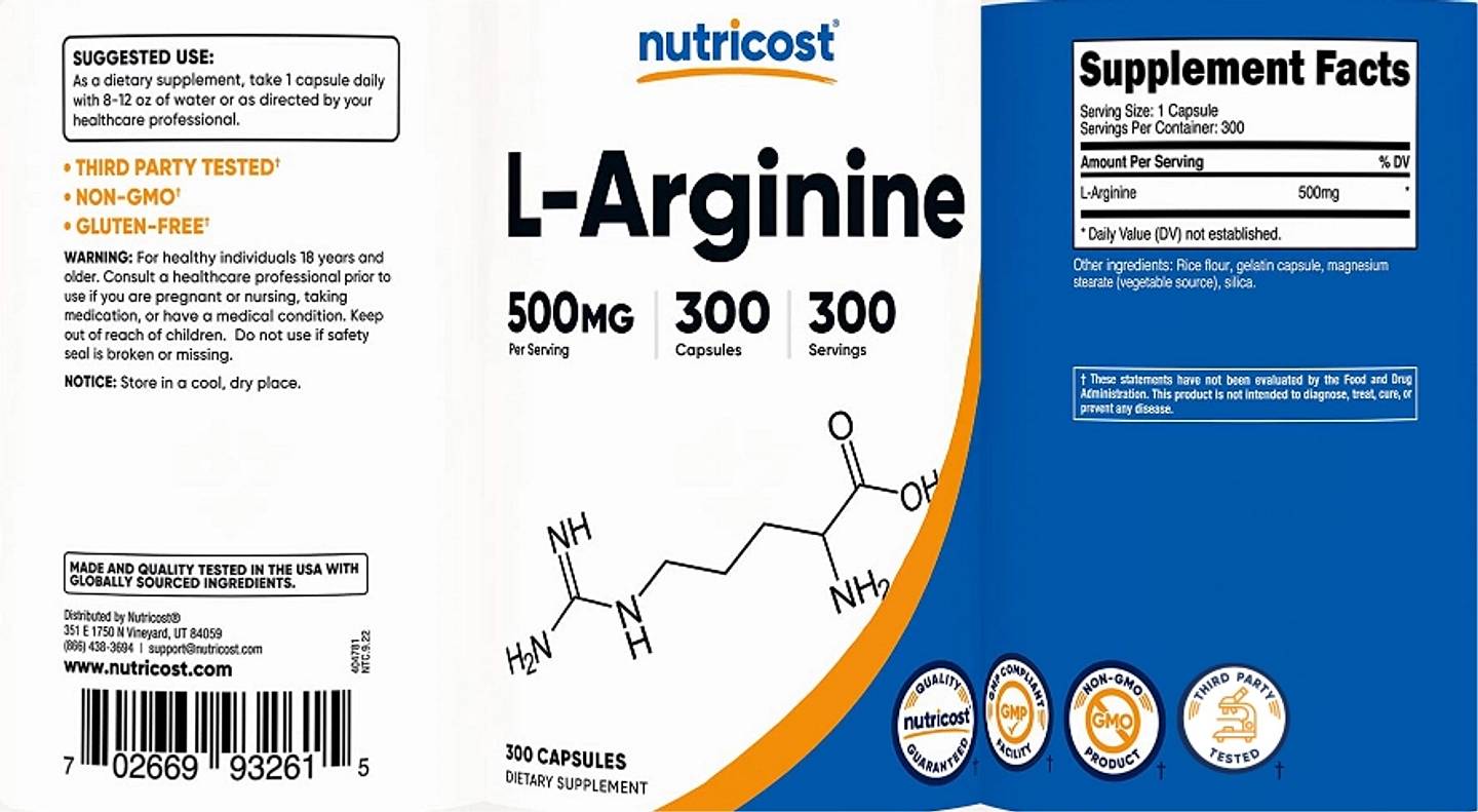 Nutricost, L-Arginine label