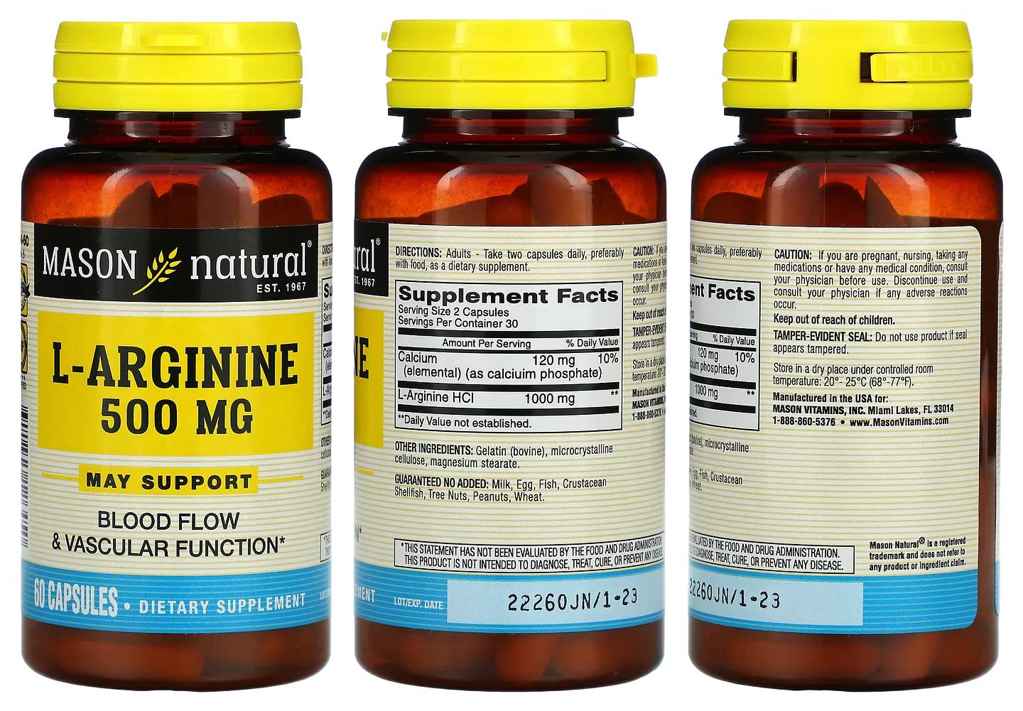 Mason Natural, L-Arginine packaging