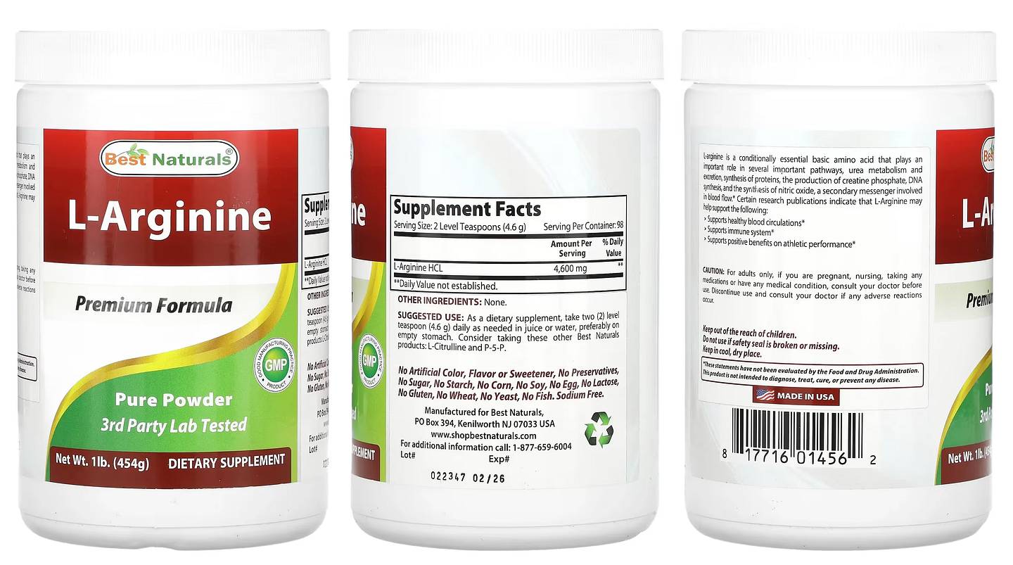 Best Naturals, L-Arginine packaging