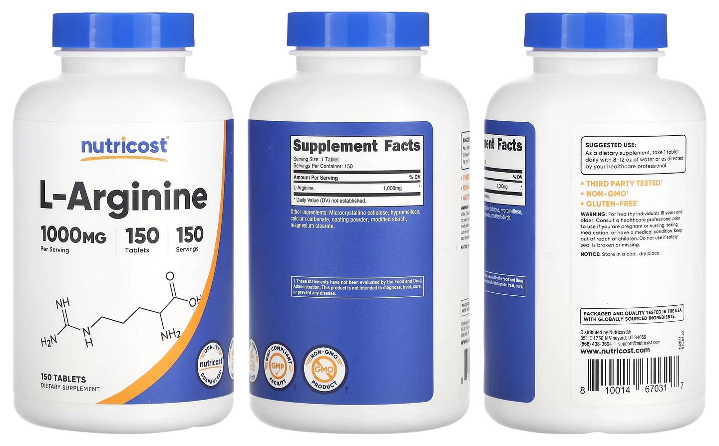 Nutricost, L-Arginine packaging