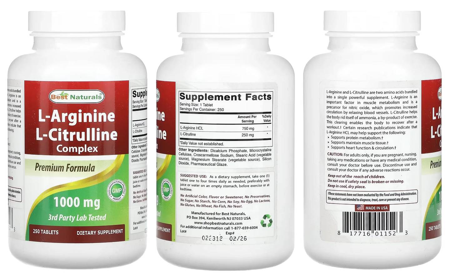 Best Naturals, L-Arginine packaging