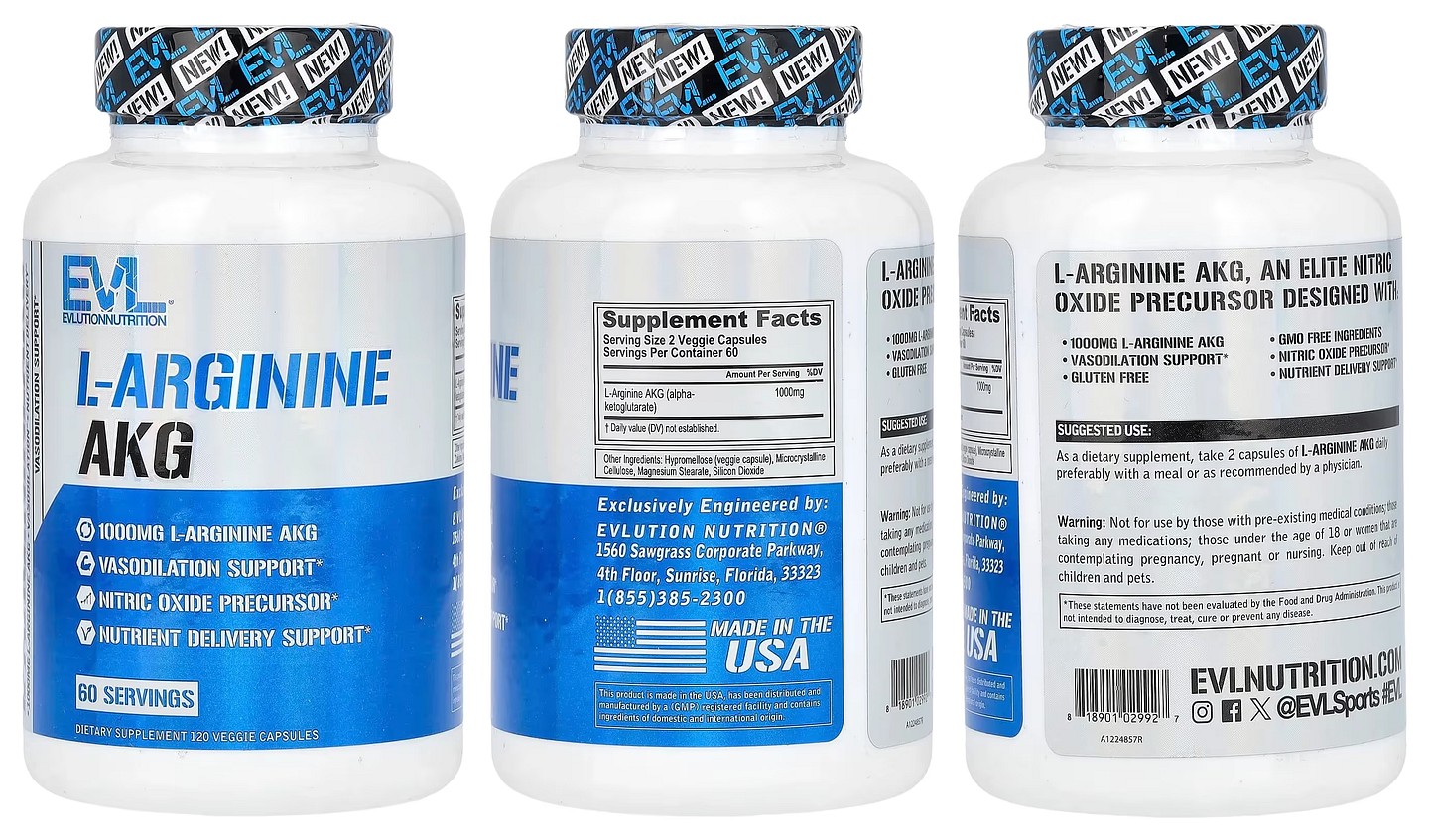 EVLution Nutrition, L-Arginine AKG packaging