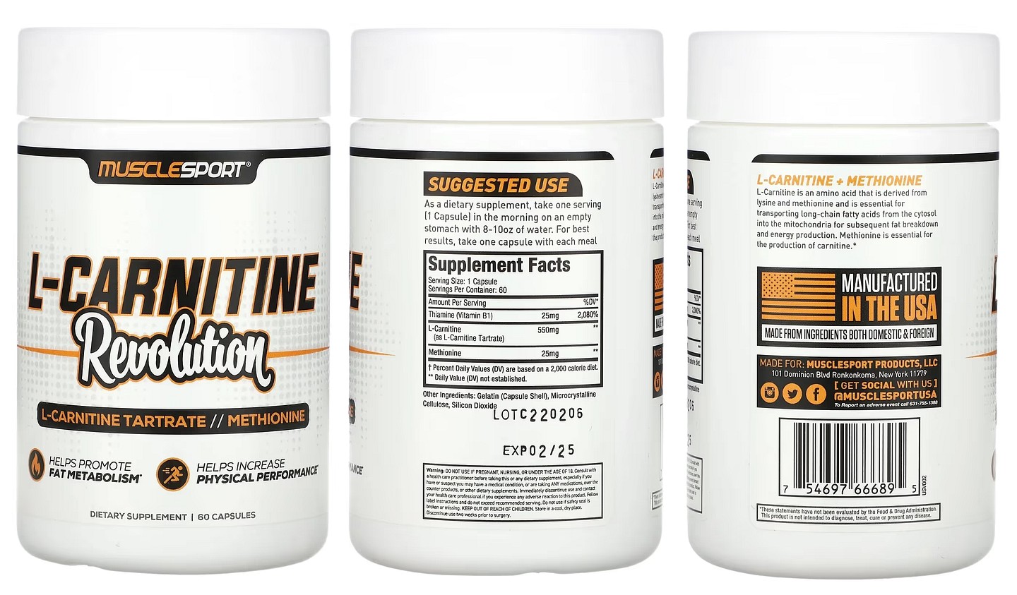MuscleSport, L-Carnitine packaging