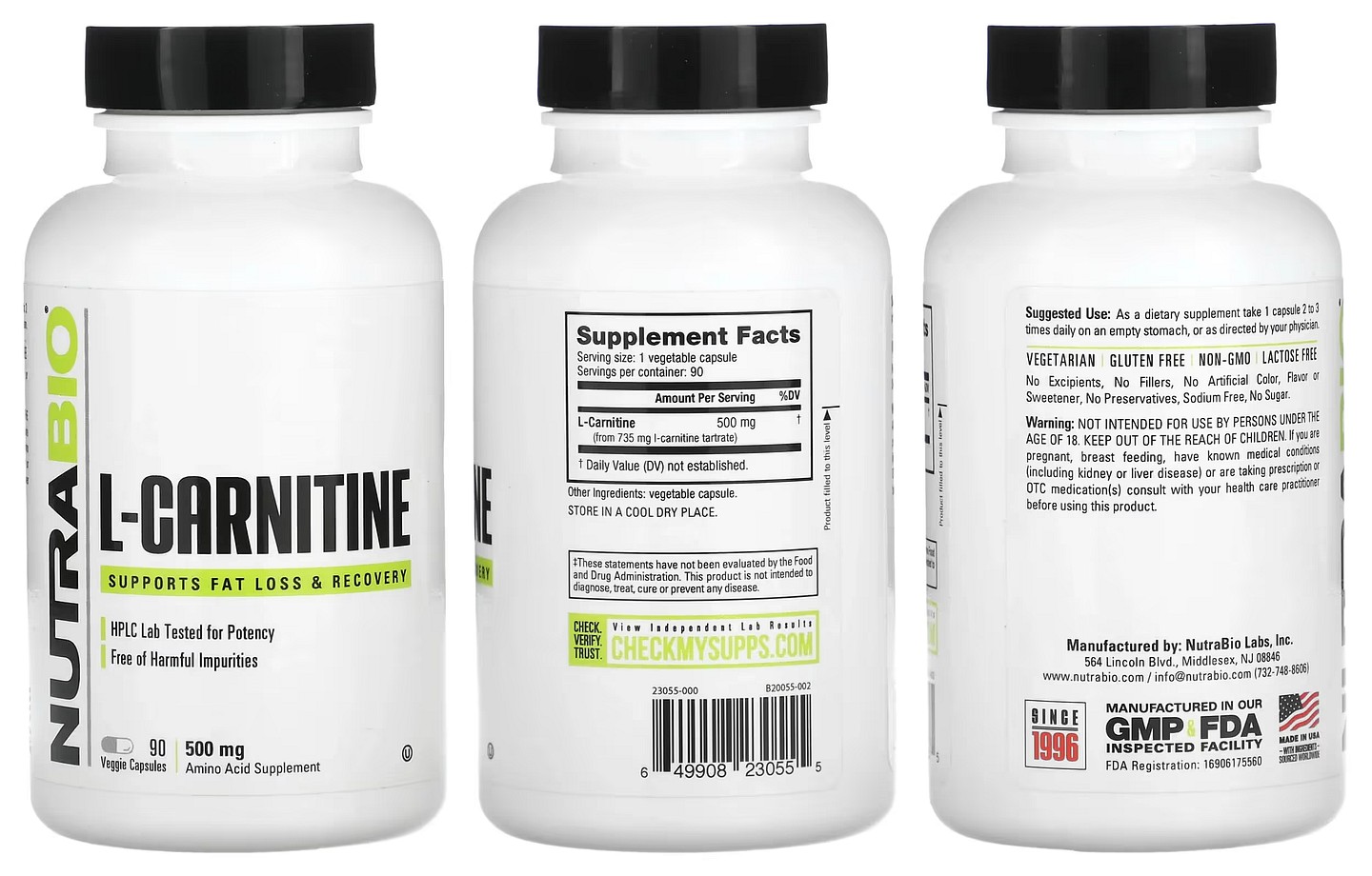 NutraBio, L-Carnitine packaging