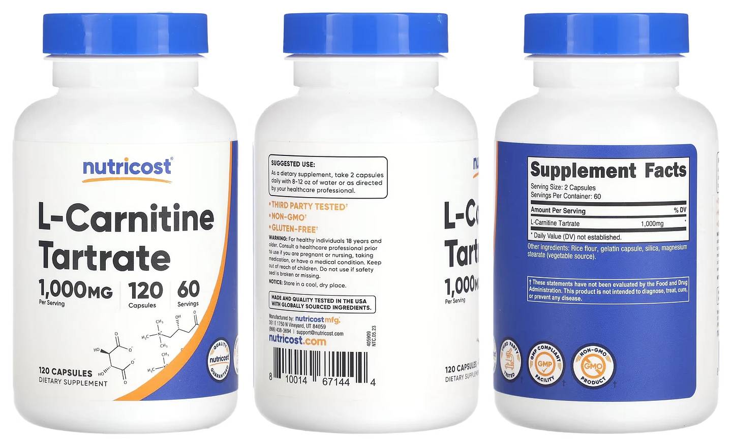 Nutricost, L-Carnitine Tartrate packaging