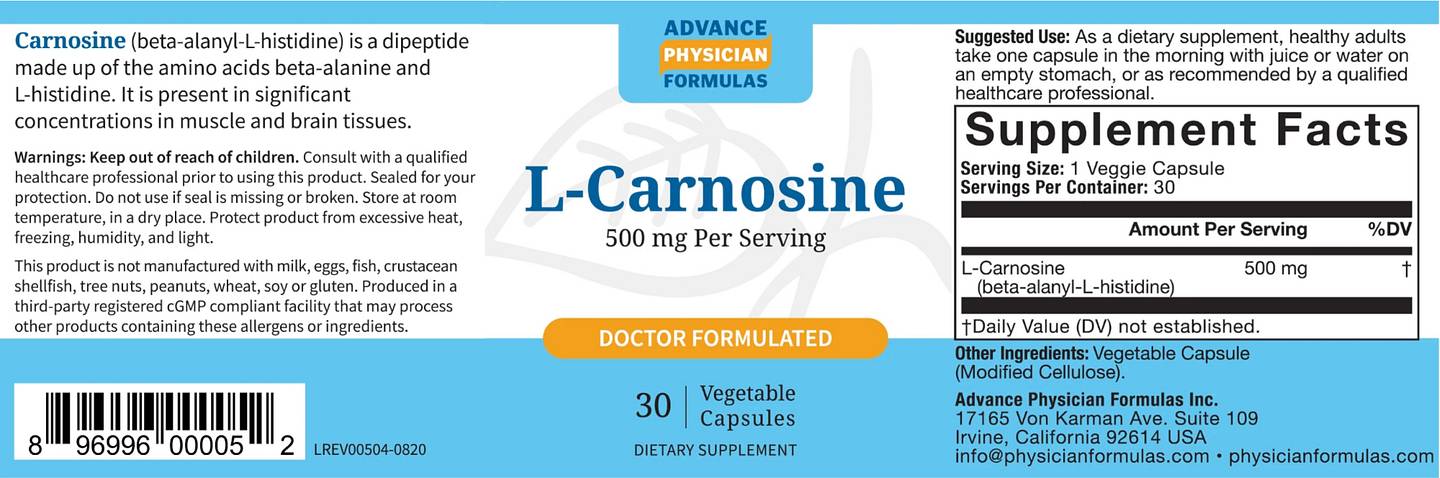 Advanced Physician Formulas, L-Carnosine label