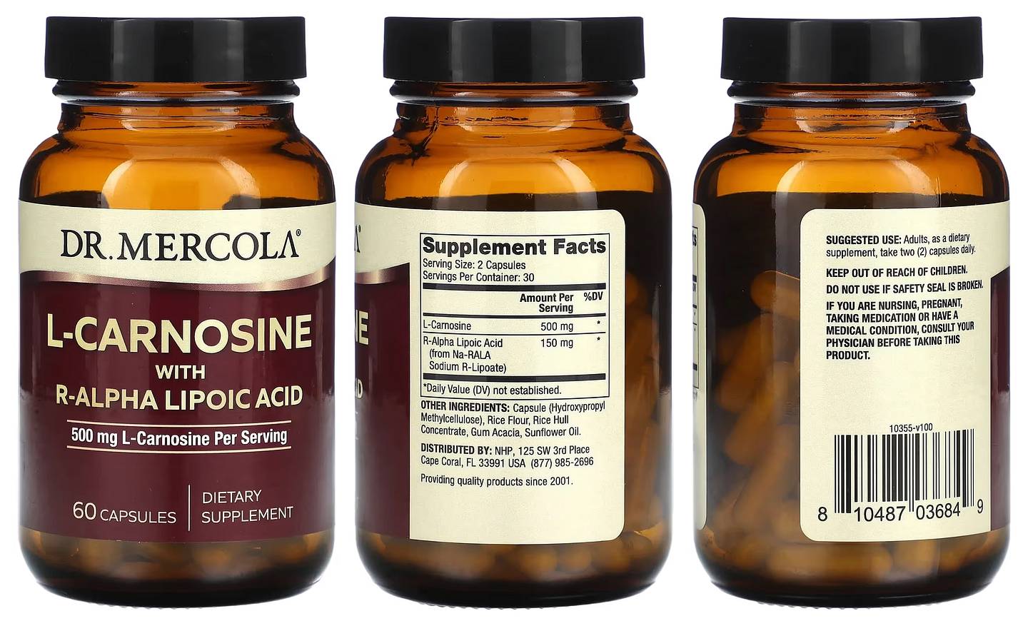 Dr. Mercola, L-Carnosine with R-Alpha Lipoic Acid packaging