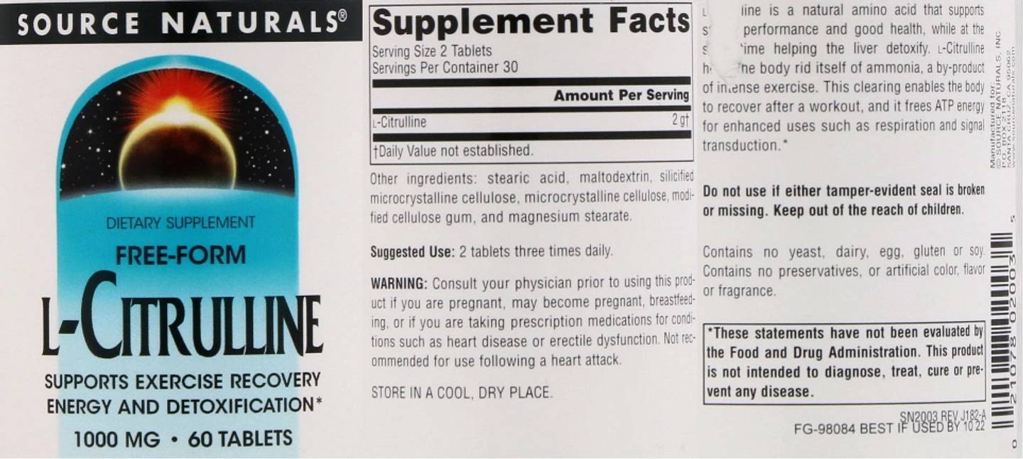 Source Naturals, L-Citrulline label