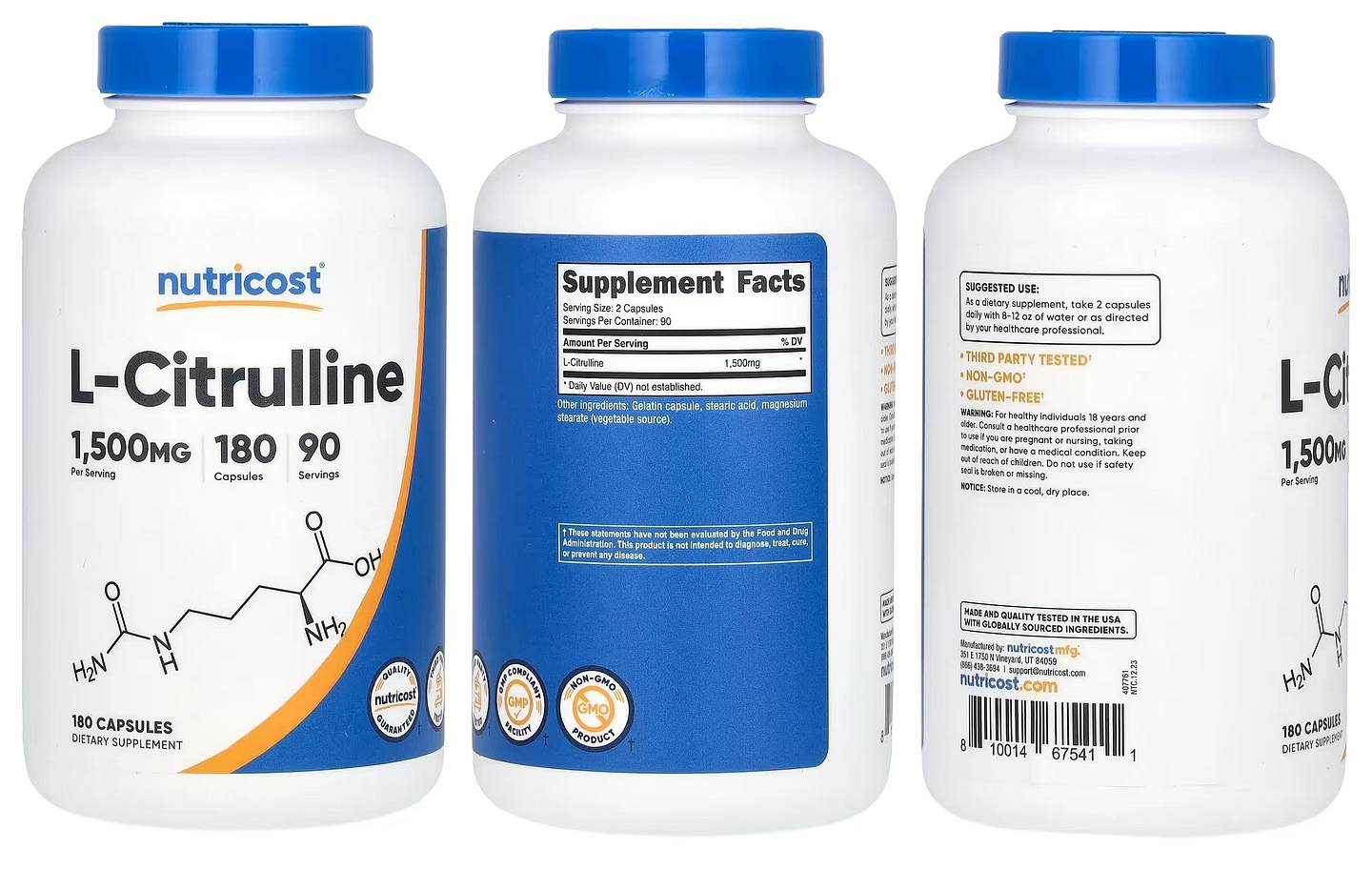 Nutricost, L- Citrulline packaging