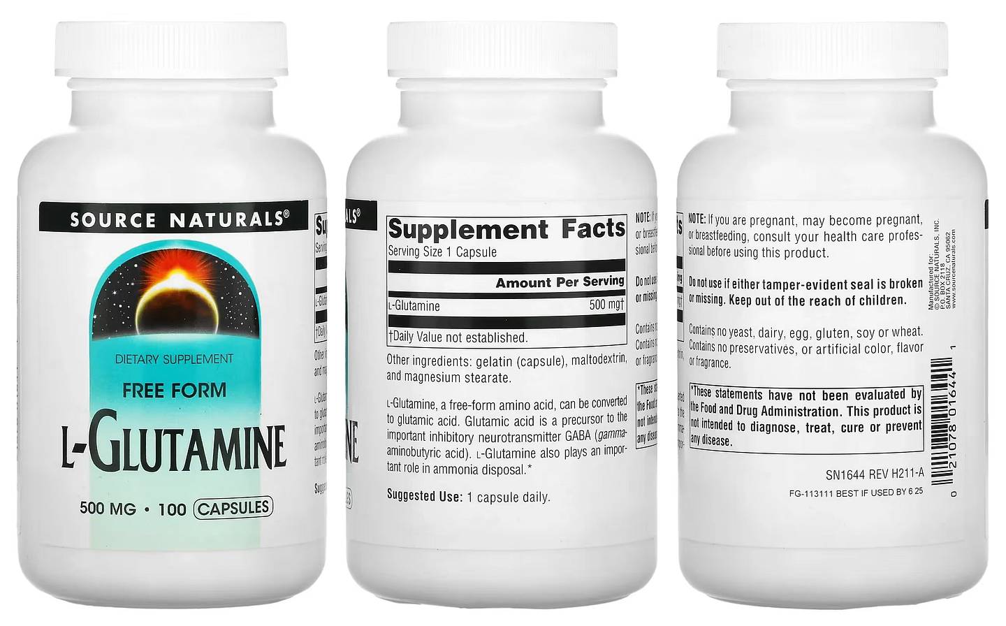 Source Naturals, L-Glutamine packaging