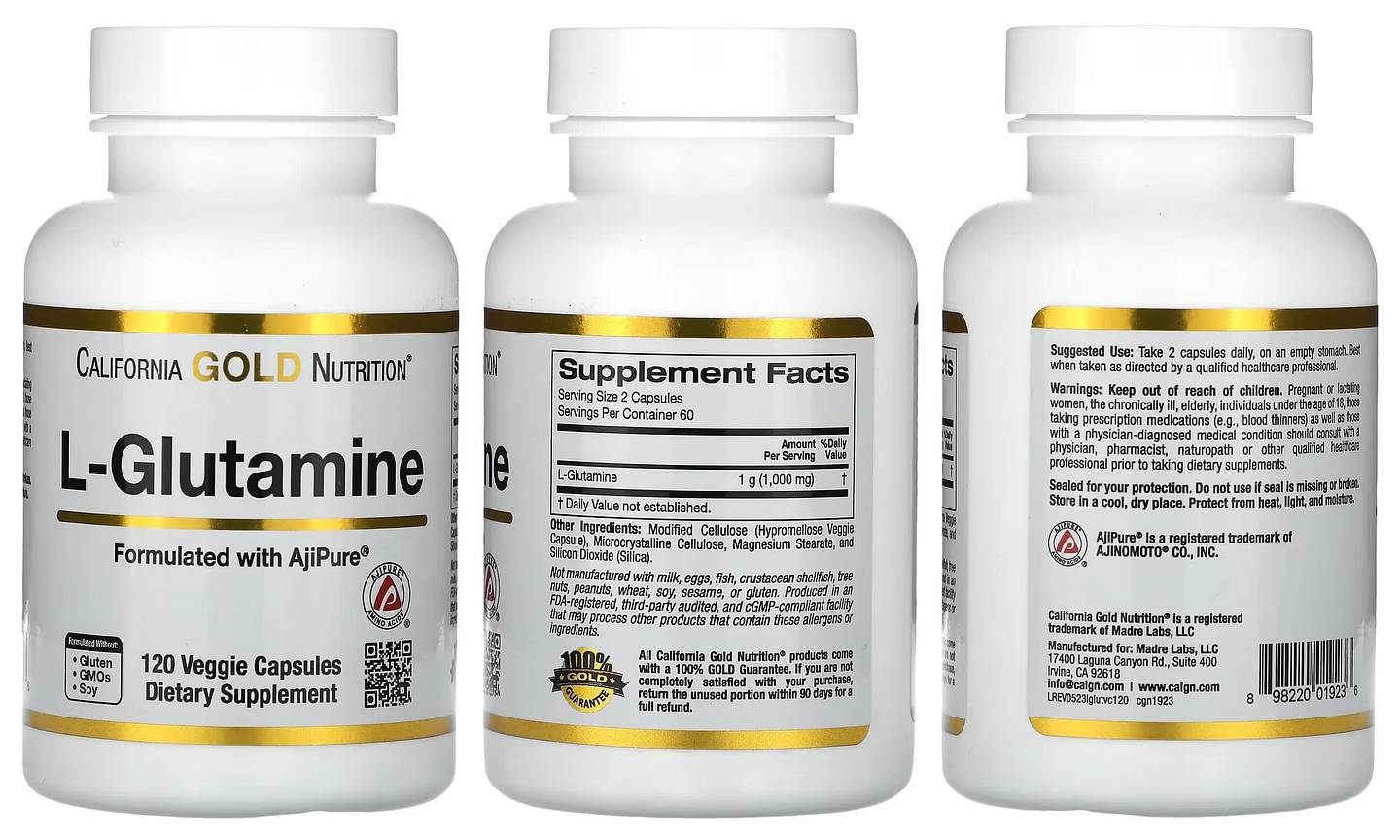 California Gold Nutrition, L-Glutamine packaging