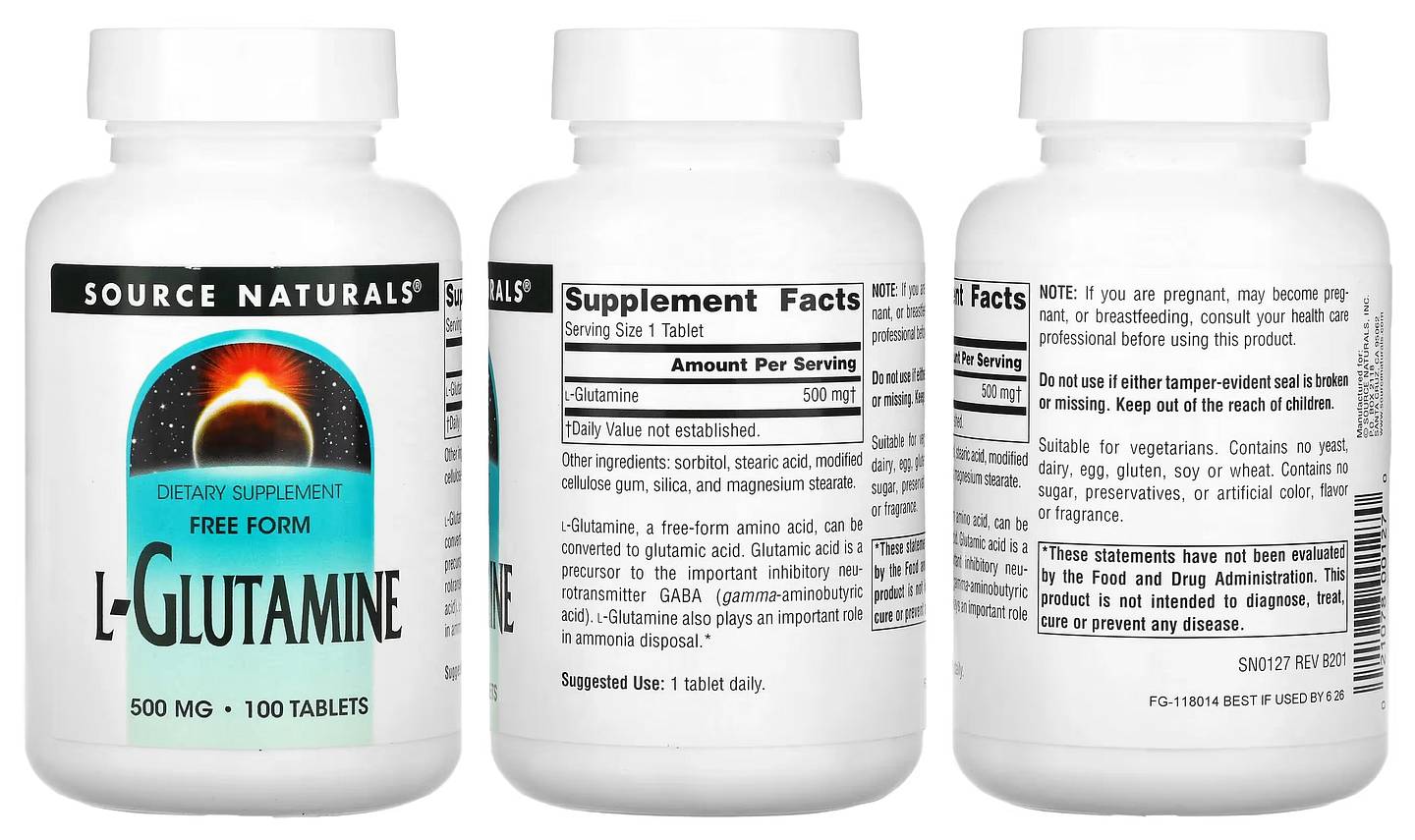 Source Naturals, L-Glutamine packaging