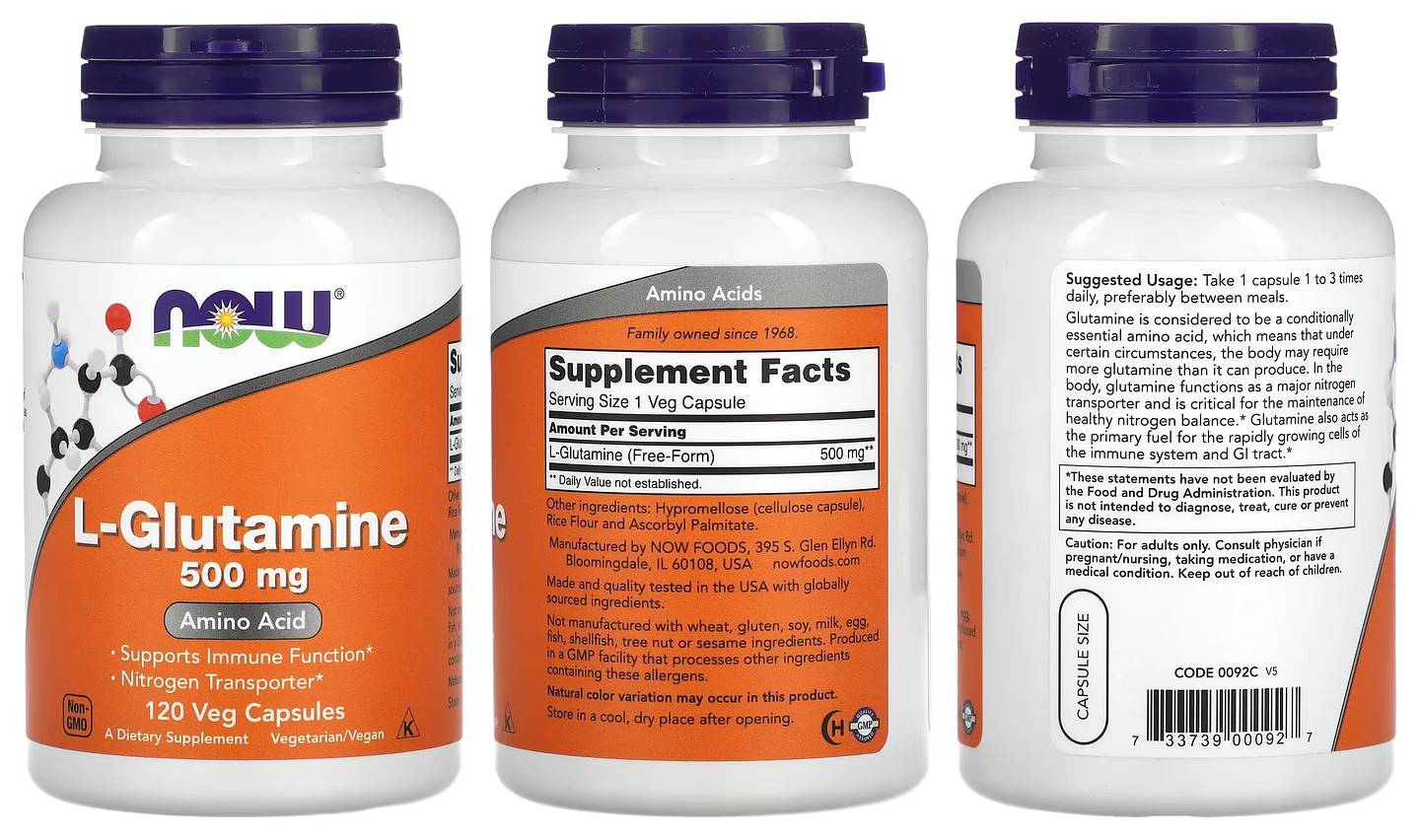 NOW Foods, L-Glutamine packaging