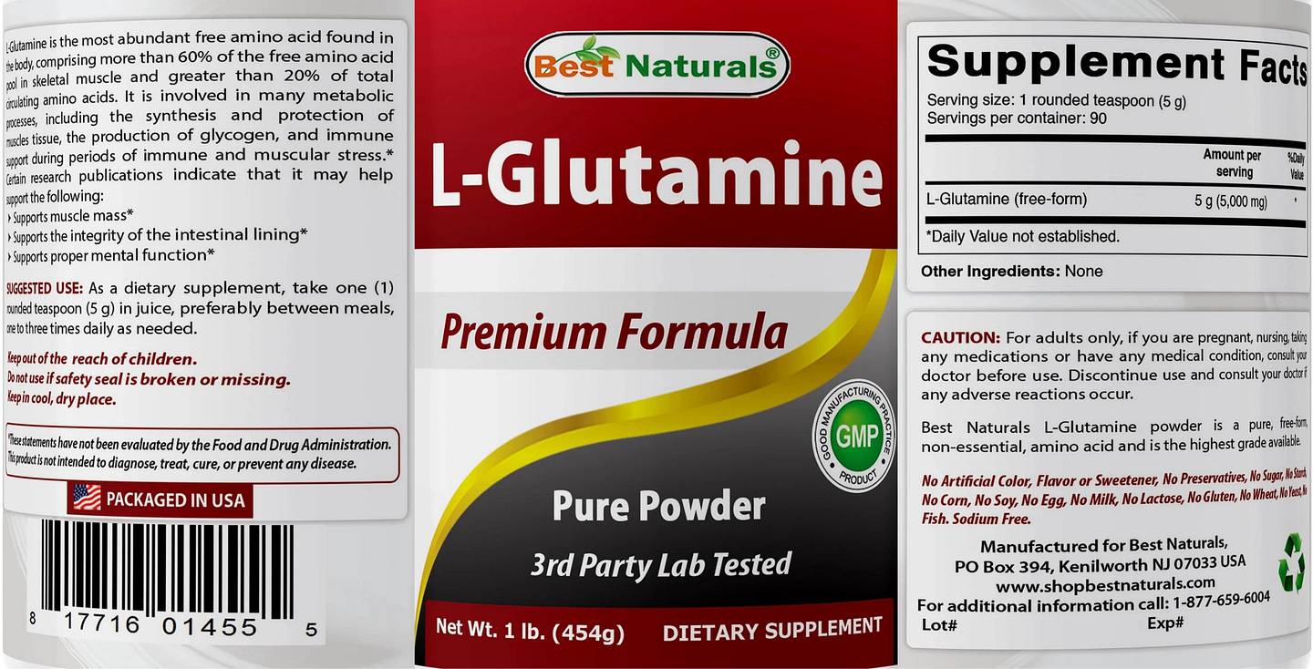 Best Naturals, L-Glutamine label