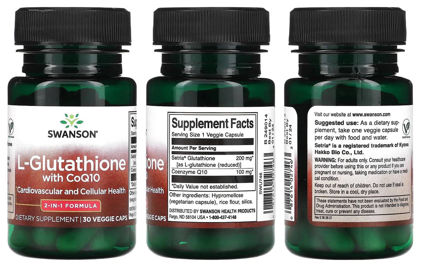 Swanson, L-Glutathione with CoQ10 packaging