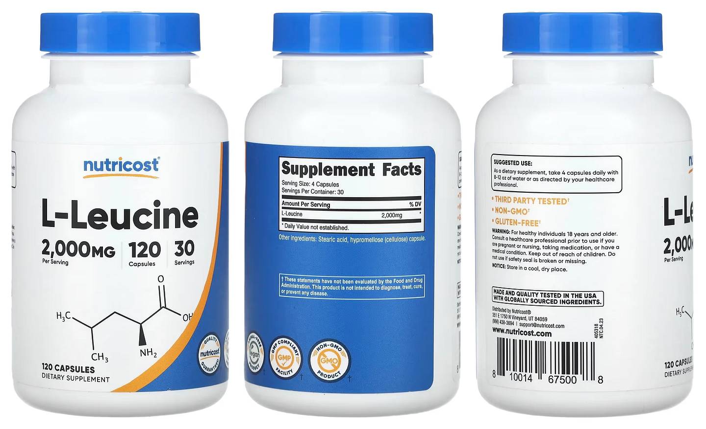 Nutricost, L-Leucine packaging