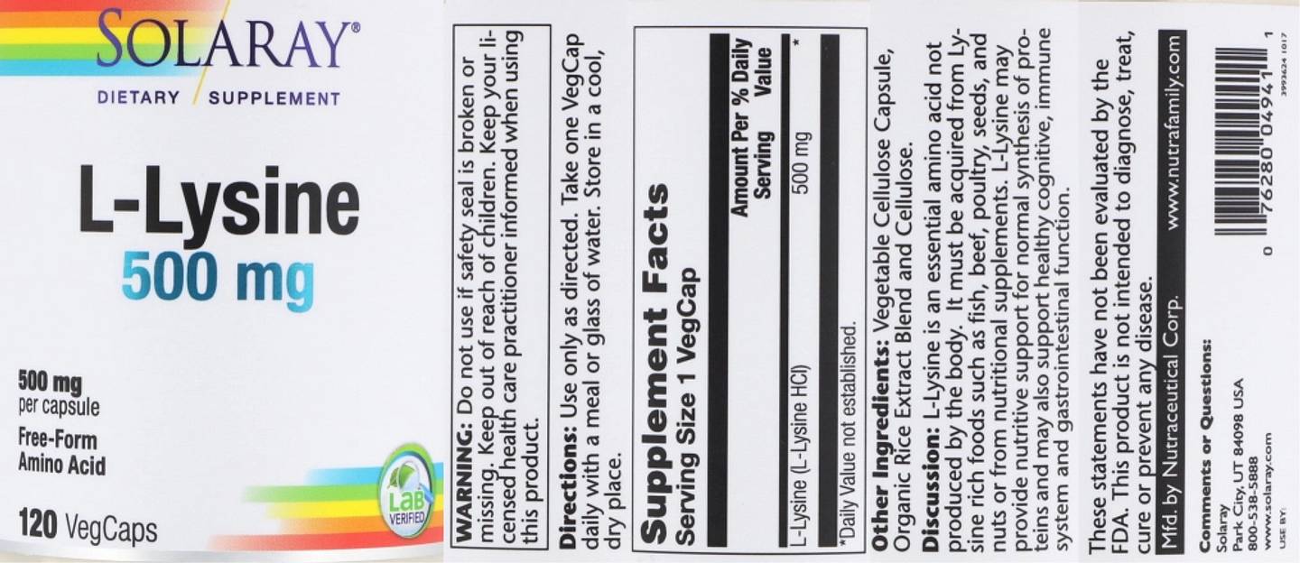 Solaray, L-Lysine label