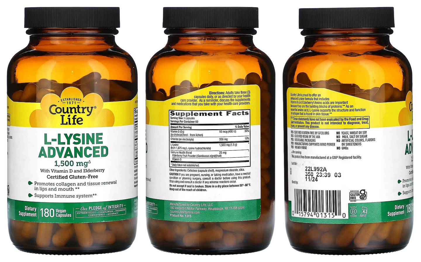 Country Life, L-Lysine packaging