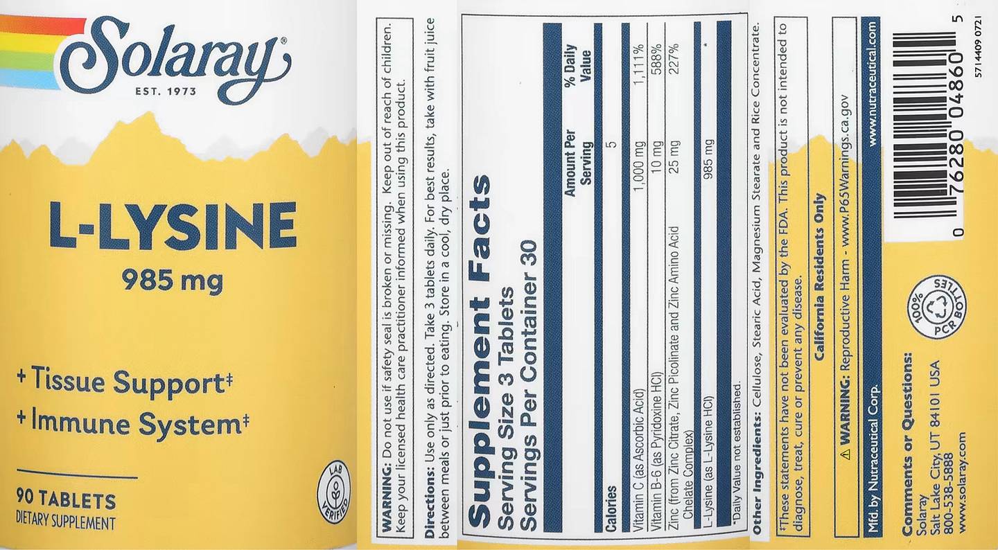 Solaray, L-Lysine label