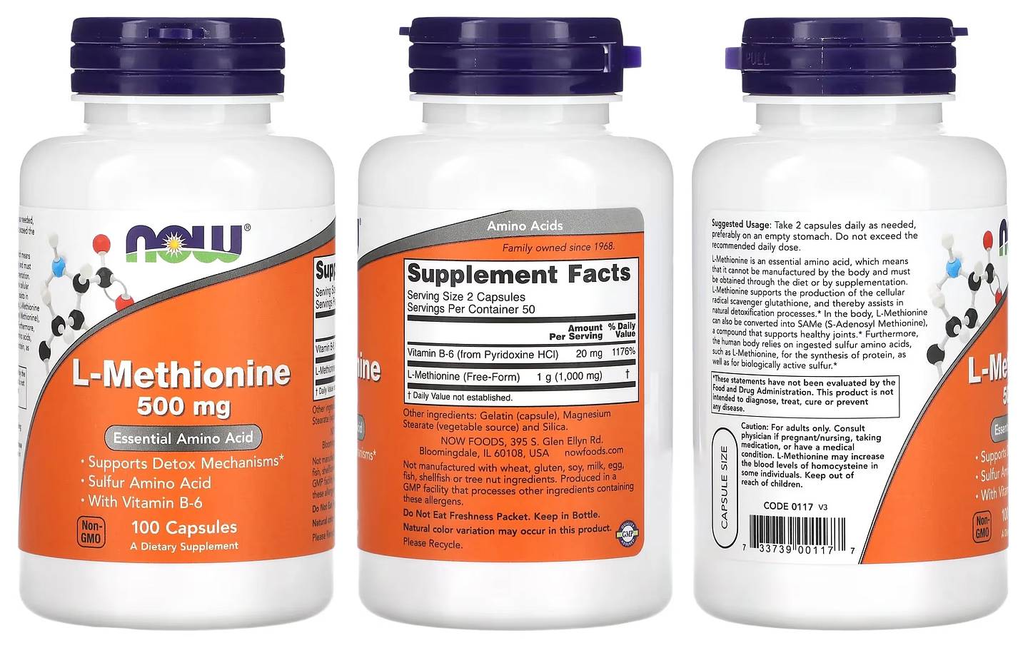 NOW Foods, L-Methionine packaging