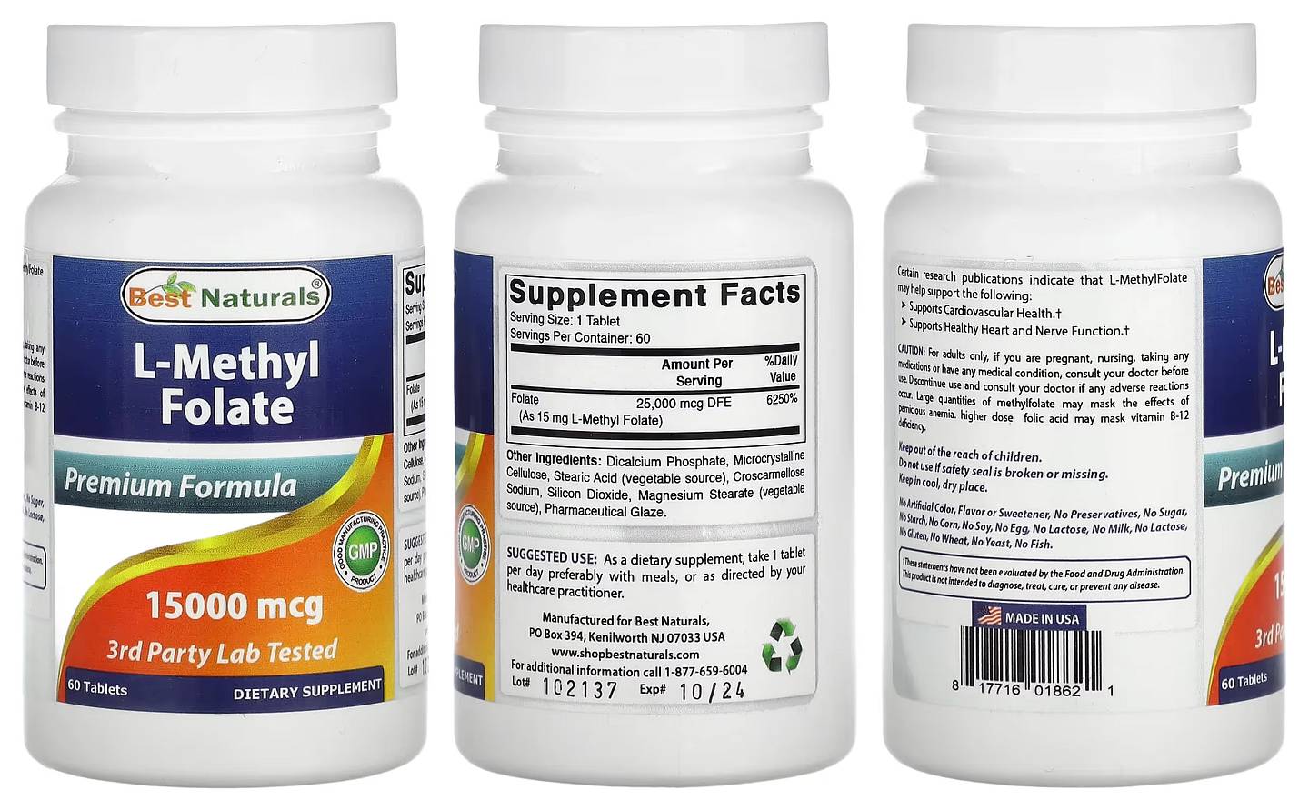 Best Naturals, L-Methyl Folate packaging