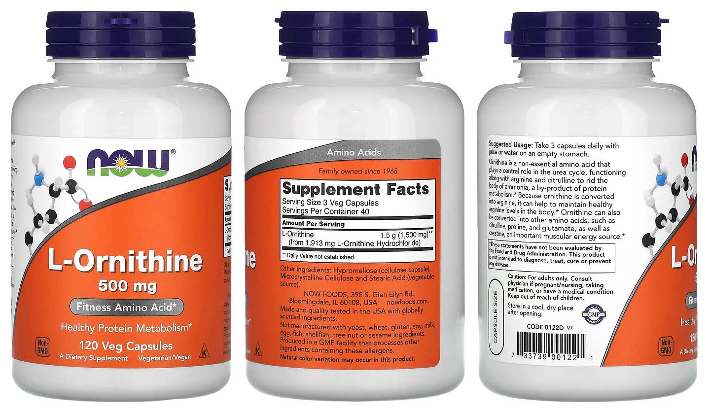 NOW Foods, L-Ornithine packaging