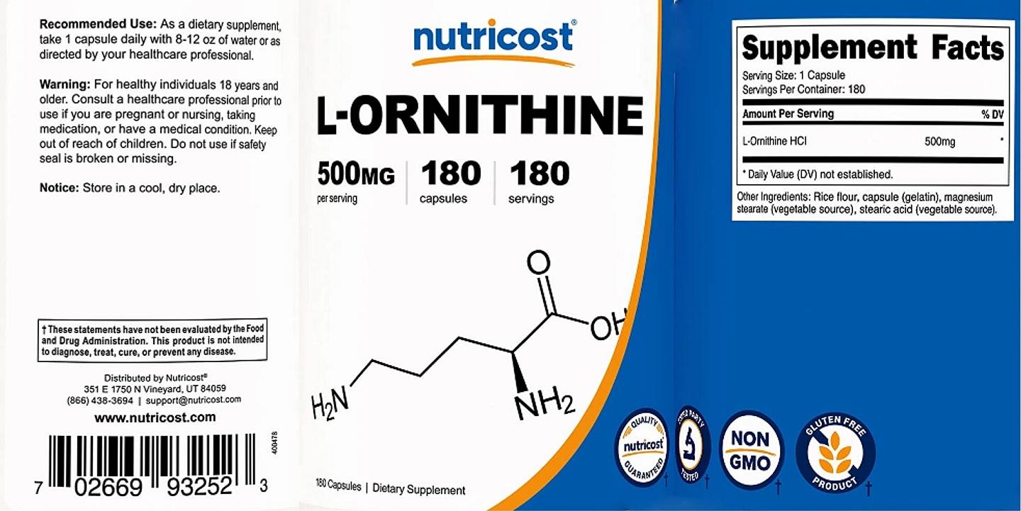 Nutricost, L-Ornithine label