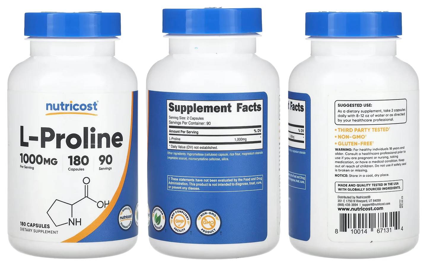 Nutricost, L-Proline packaging