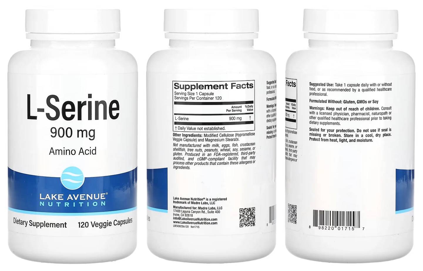 Lake Avenue Nutrition, L-Serine packaging