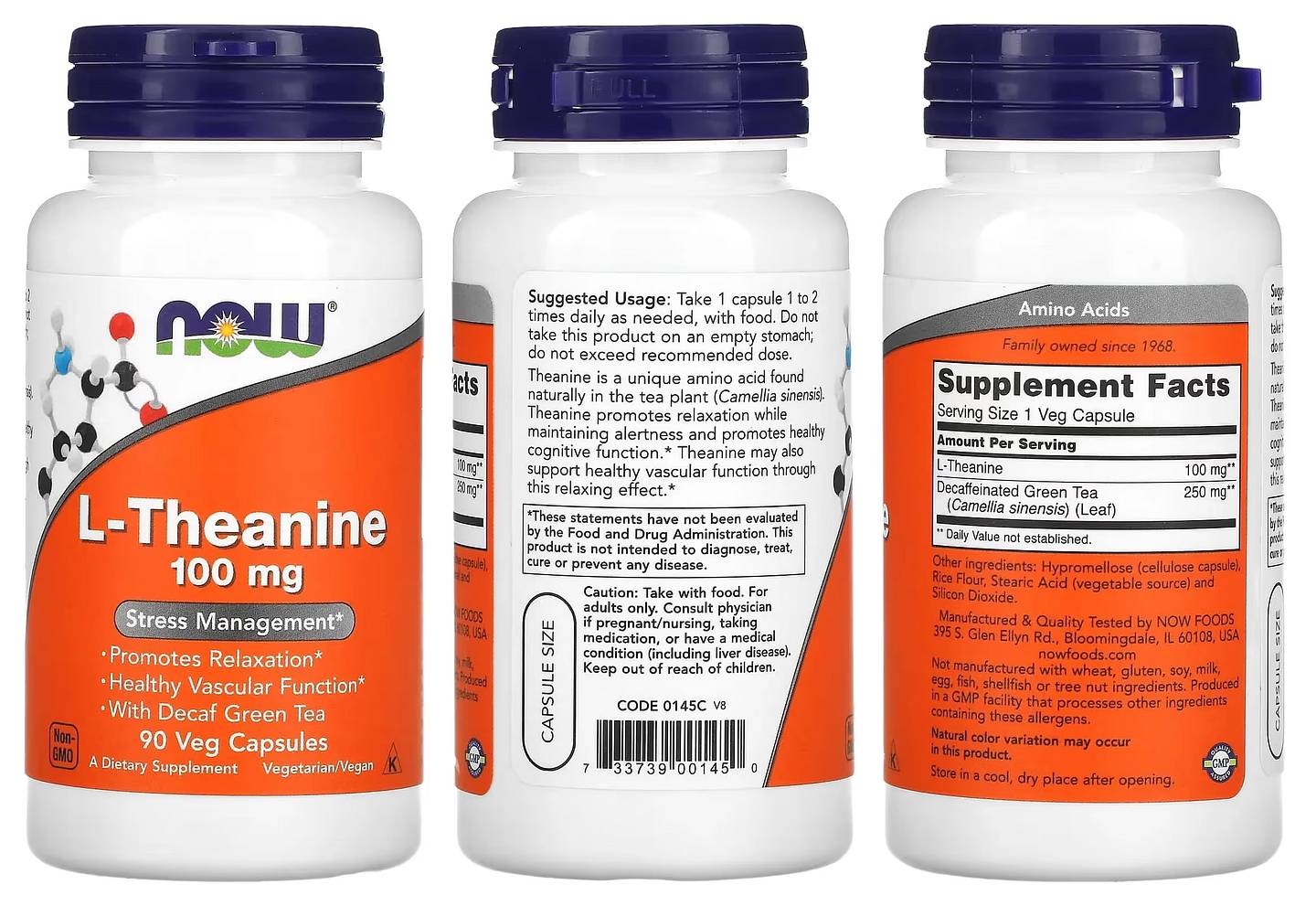 NOW Foods, L-Theanine packaging