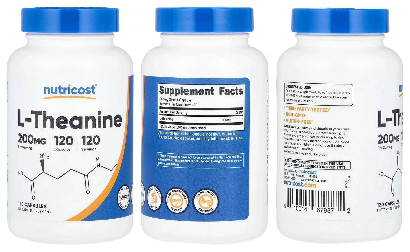 Nutricost, L-Theanine packaging