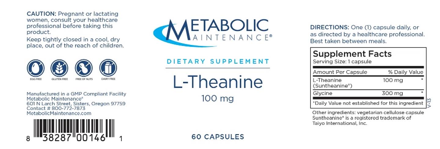 Metabolic Maintenance, L-Theanine label