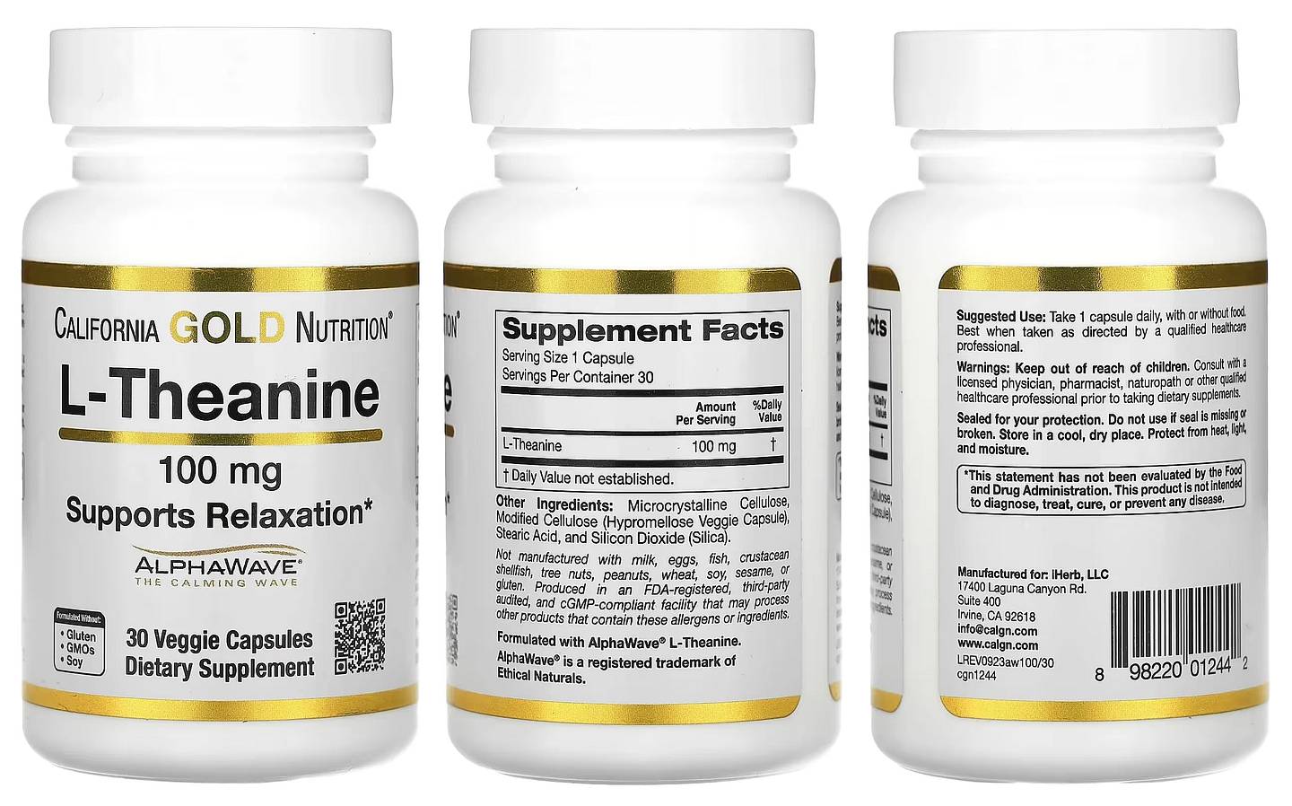 California Gold Nutrition, L-Theanine packaging