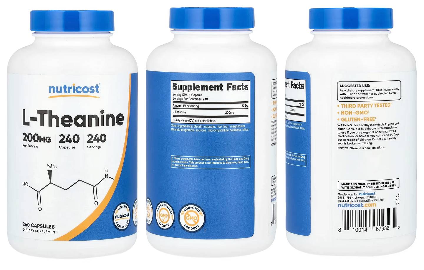 Nutricost, L-Theanine packaging