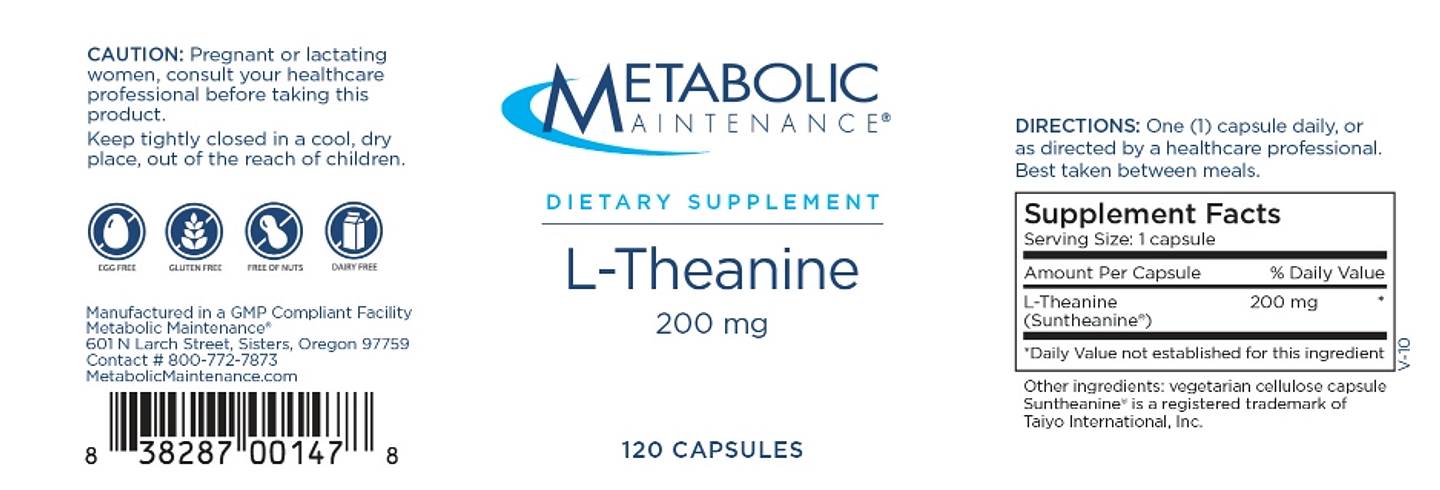 Metabolic Maintenance, L-Theanine label