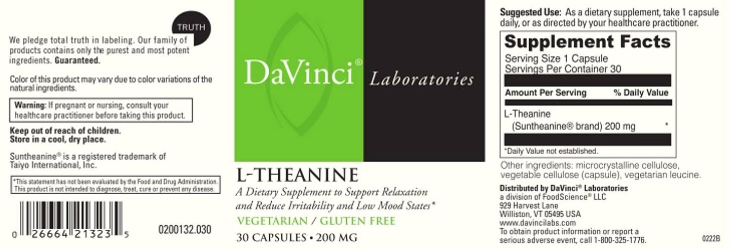 DaVinci Laboratories of Vermont, L-Theanine label