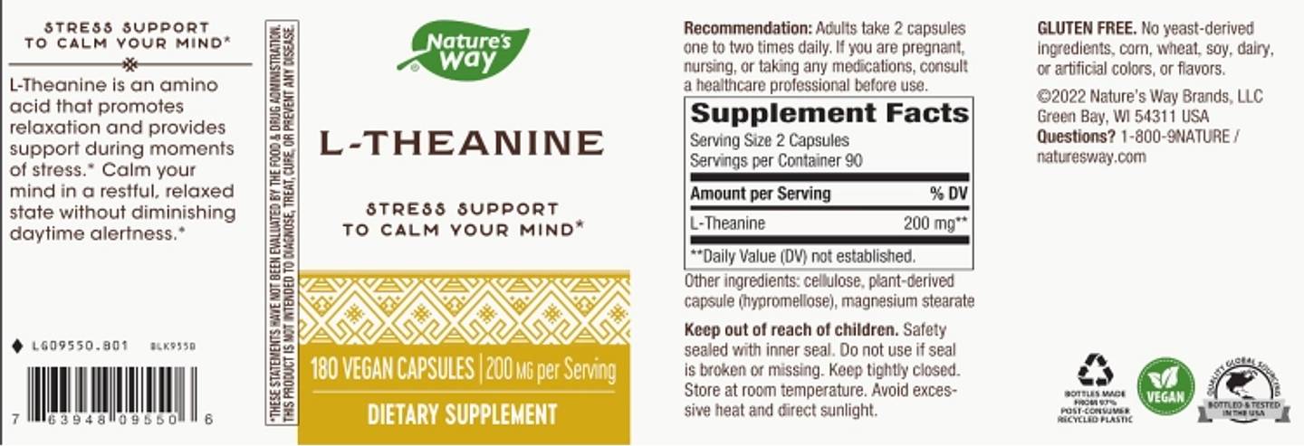 Nature's Way, L-Theanine label